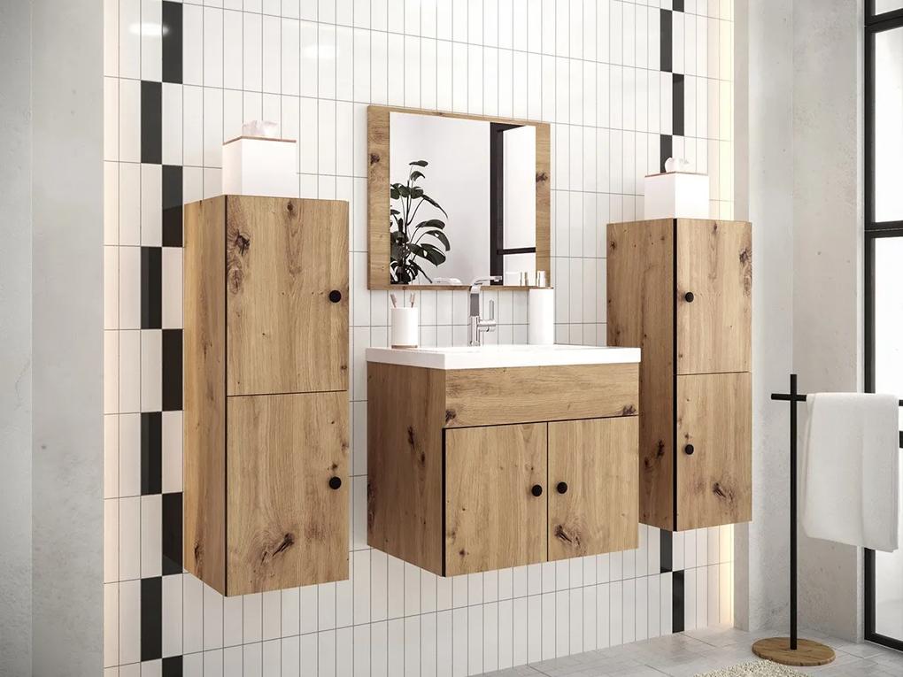 Kúpeľňový nábytok Nasetio VI, Sifón: so sifónom, Farby: dub artisan, Umývadlová batéria: nie