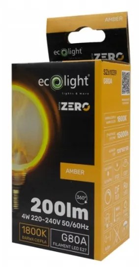 ECOLIGHT Dekoratívna LED žiarovka E27 4W 200lm G80 Amber Retro - rada ZERO