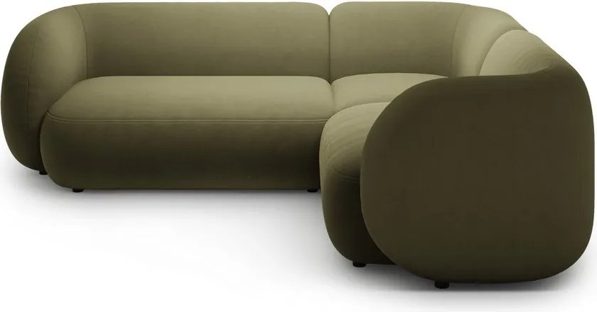 Zelená zamatová rohová pohovka (pravý roh/do L) Kate – Micadoni