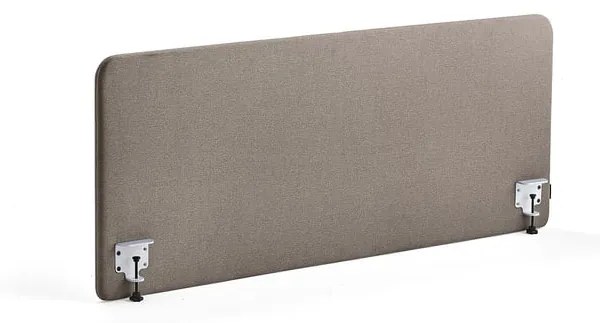 Stolový paraván ZONE, biele svorky, 1600x650x36 mm, látka Hush, svetlohnedá