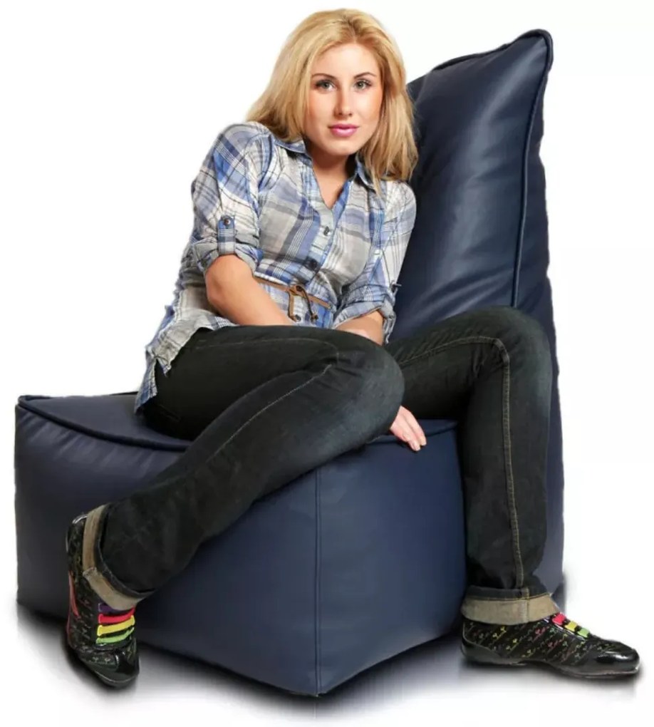 INTERMEDIC SK - Sedací vak Kreslo ELEGANT z ekokože | ergonomické kreslo 105×85×40 cm, 350 l Farba: E19 - Modrá svetlá (Ekokoža)