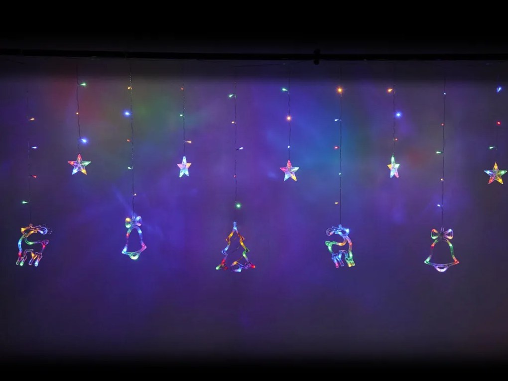 IKO Vianočné svetielka 138 LED, 2,5m Sobíkovia – viacfarebné
