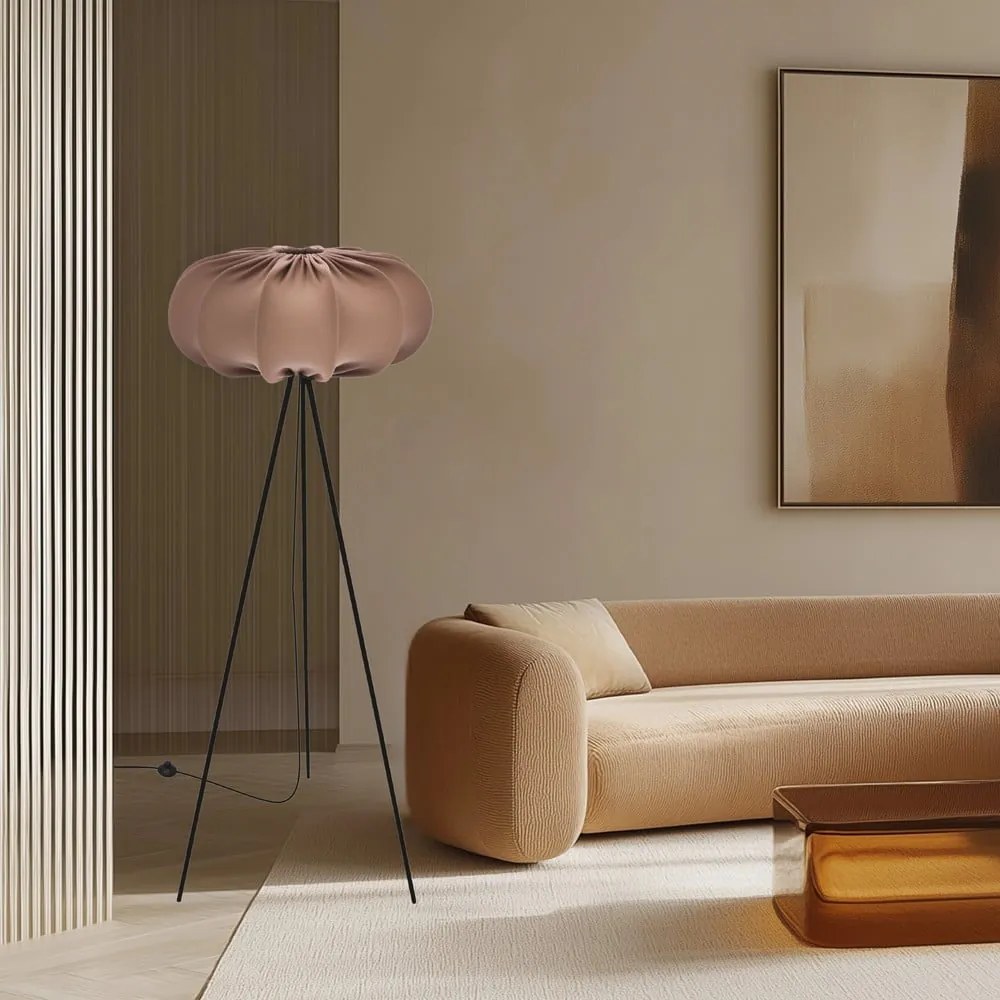 Hnedá stojacia lampa s textilným tienidlom (výška 147 cm) Cafee – Candellux Lighting