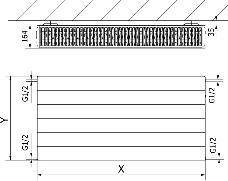 Mexen, Panelový radiátor Mexen Line CL33 500 x 900 mm, bočné pripojenie, 1711 W, biely - W433L-050-090-00