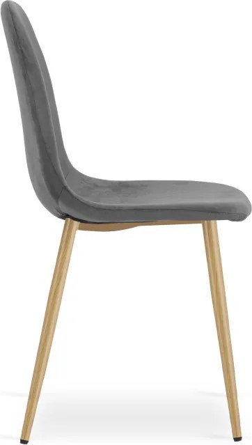 Set štyroch jedálenských stoličiek PADVA zamatové tmavosivé / hnedé nohy (4 ks)