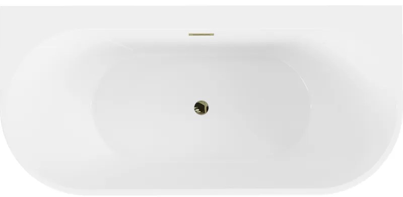 Mexen Oval+, voľne stojaca vaňa ku stene 170 x 80 cm, biela lesklá, zlatý lesklý prepad, 52681708000-50
