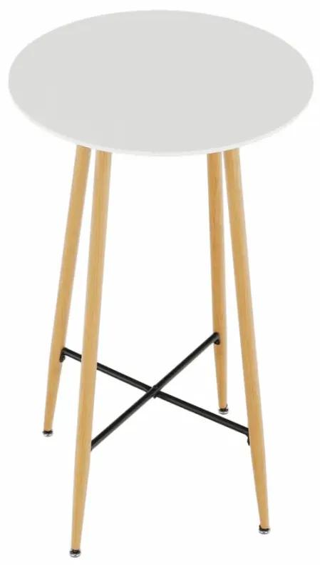 Barový stôl, biela/dub, priemer 60 cm, IMAM
