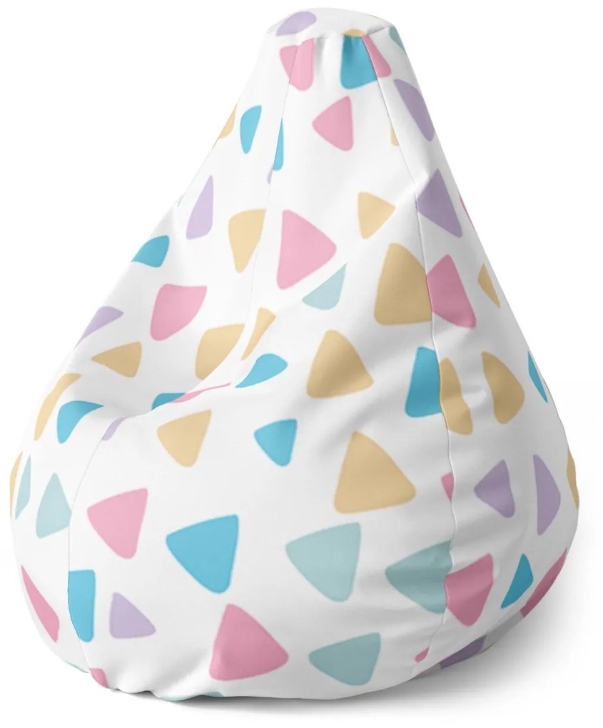 Sablio Sedací vak Pear Farebné trojuholníčky - 140 x 100 x 25 cm