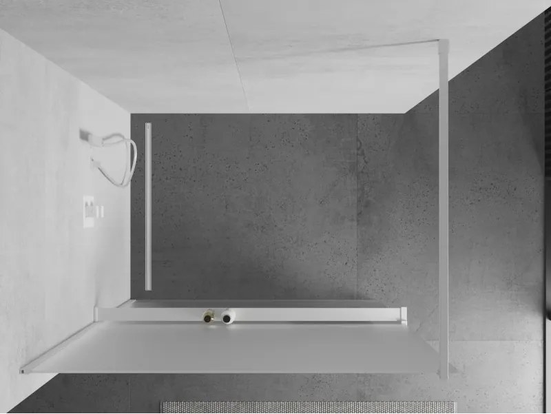 Mexen Kioto+, sprchová zástena Walk-In s poličkou a vešiakom 110 x 200 cm, 8mm sklo námraza, biely profil, 800-110-121-20-30