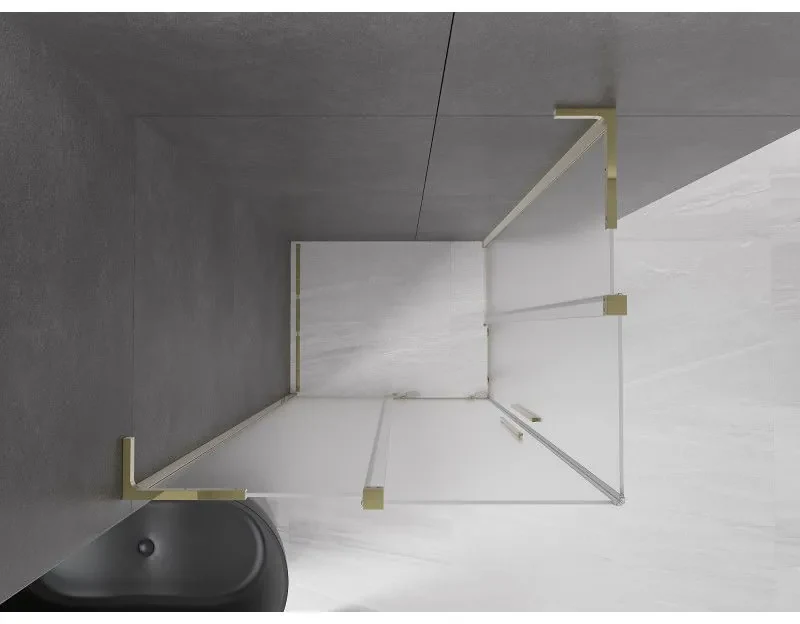 Mexen Velar L Duo, sprchový kút s posuvnými dverami 100 x 90 cm, 8mm sklo námraza, zlatá lesklá, 871-100-090-02-33-50