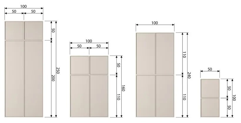 Krémová modulárna skriňa z borovicového dreva 50x50 cm Daily – vtwonen
