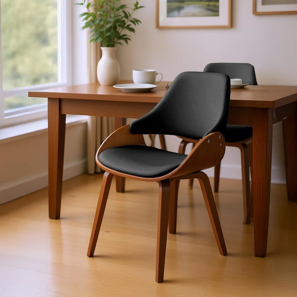 Sada 2 ks jedálenskej stoličky Vangale - orech/čierna