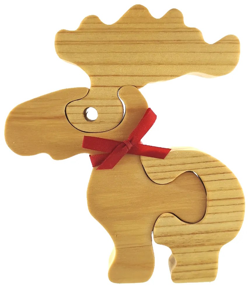 AMADEA Drevené puzzle sob, masívne drevo dvoch druhov drevín, 16 cm