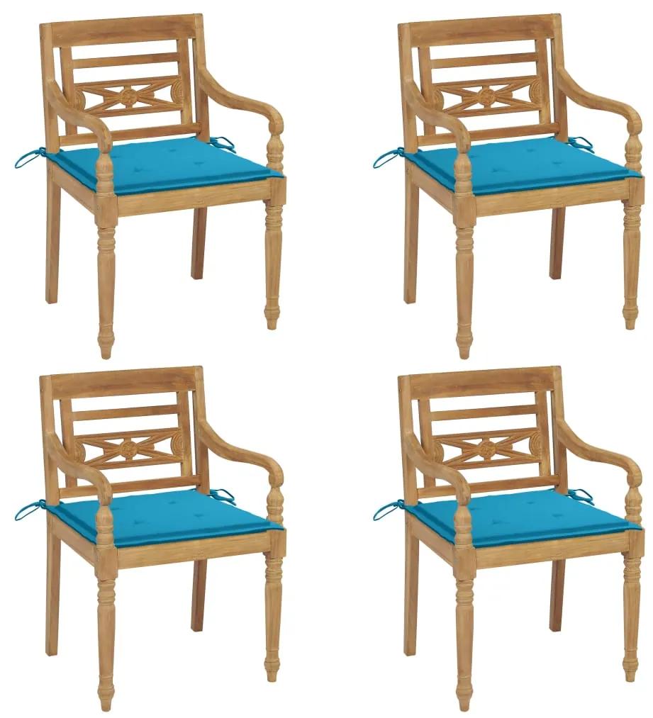 Stoličky Batavia s podložkami 4 ks tíkový masív 3073299