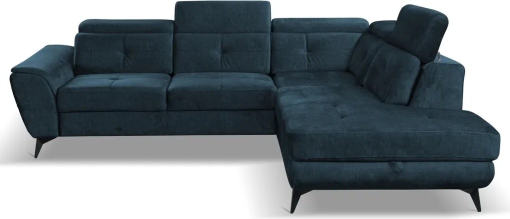 Rohová sedacia súprava Sergio, námornícka modrá látka, pravý roh