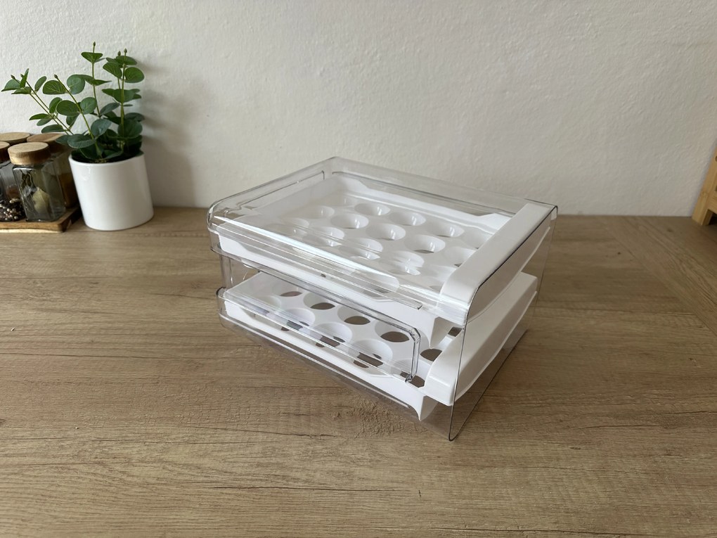 VILDE Box na vajíčka, organizér na vajcia do chladničky, 2 poschodia, na 40 vajec