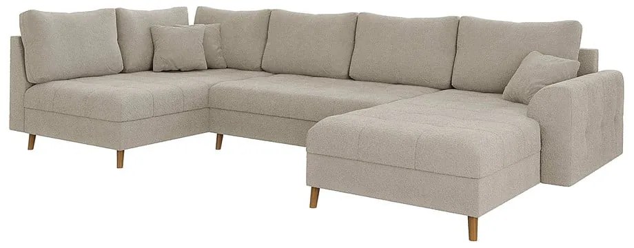 Béžová rohová pohovka z textílie bouclé (pravý roh/do "U") Ariella – Ropez