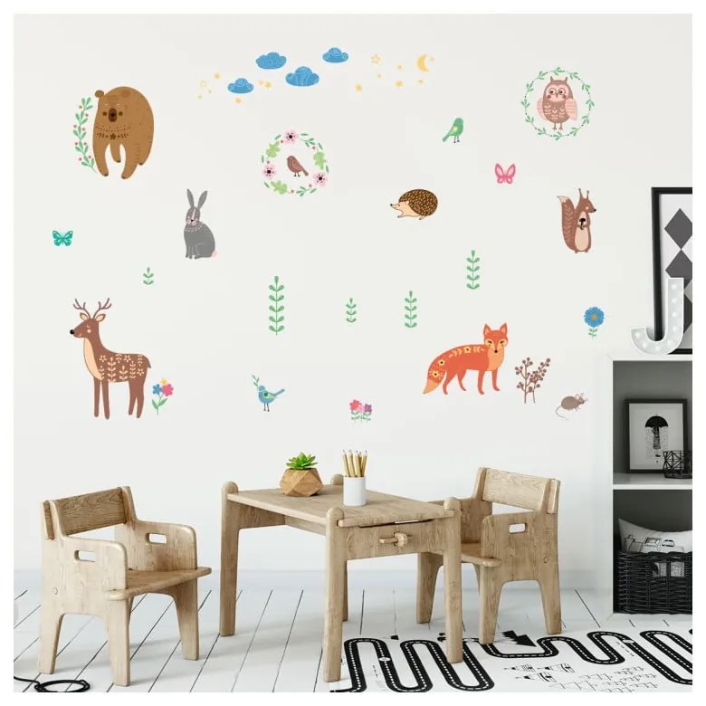 Súprava nástenných detských samolepiek Ambiance Scandinavian Animals of The Forest