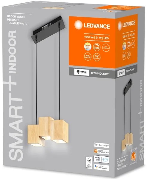 Ledvance - LED Stmievateľný luster na lanku DECOR WOOD 3xLED/7W/230V Wi-Fi