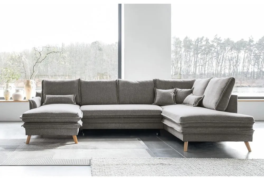 Sivá rozkladacia rohová pohovka (pravý roh/do tvaru "U") Charming Charlie – Miuform