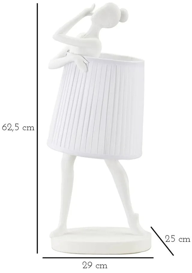 Biela stolová lampa s textilným tienidlom (výška 62,5 cm) Ballet – Mauro Ferretti