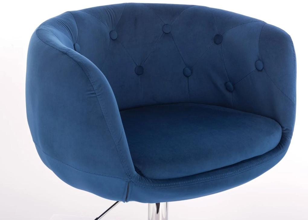 LuxuryForm Barová stolička MONTANA VELUR na čierne podstave - modrá