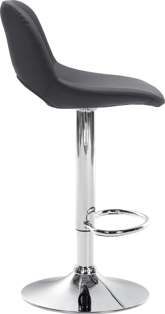 Barová stolička Camden - koženka, chróm rám - Čierna