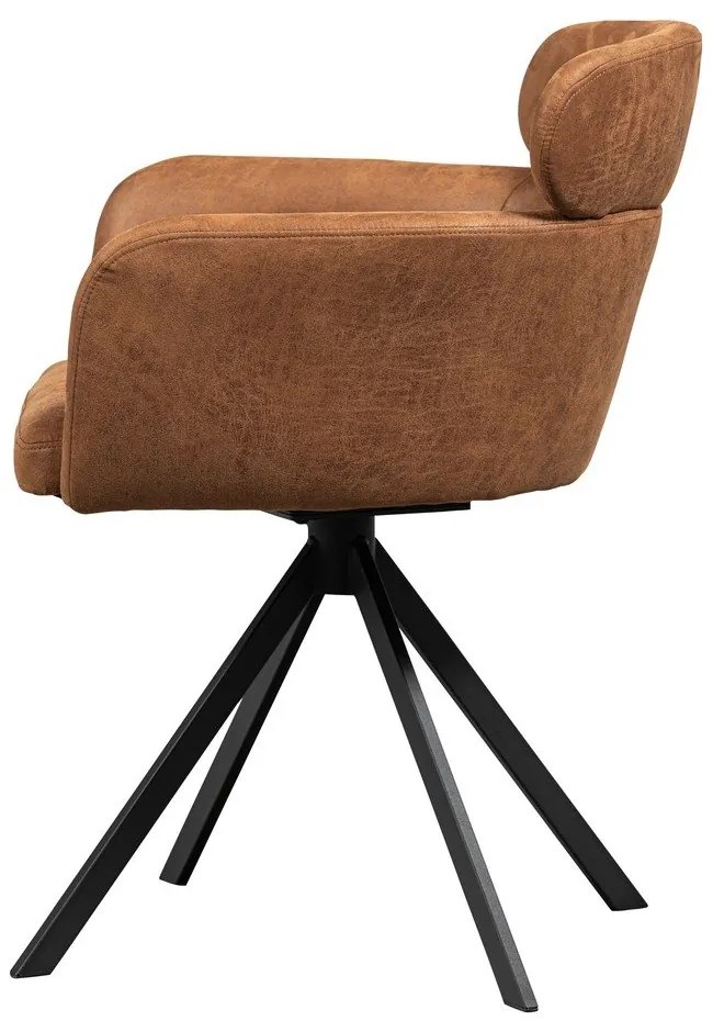 Koňakovohnedé čalúnené jedálenské kreslo s podrúčkami Fenne – WOOOD