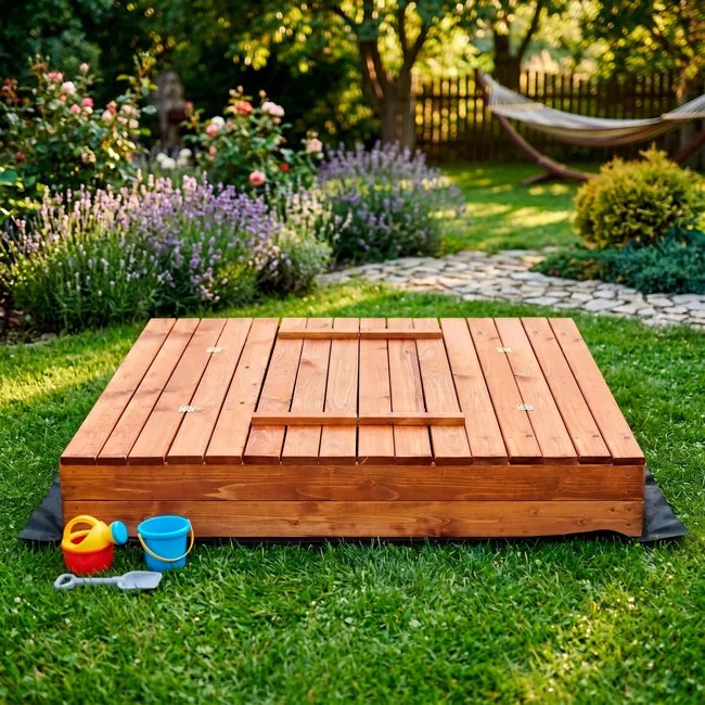 Drevené uzavreté pieskovisko 150x150 cm Springos SB150ZZ - impregnované