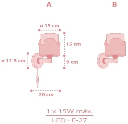 Dalber 61179S - Detské nástenné svietidlo WHALE DREAMS 1xE27/15W/230V ružová