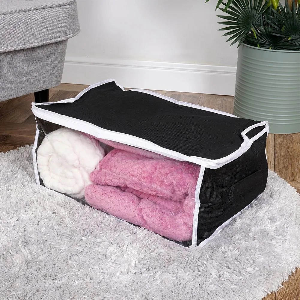 VILDE Textilný úložný box na posteľnú bielizeň, 45 x 30 x 20 cm