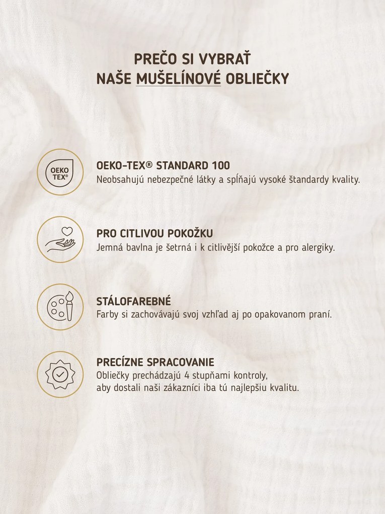 Mušelínové obliečky - Alexia cappuccino 140 × 200 cm, 70 x 90 cm