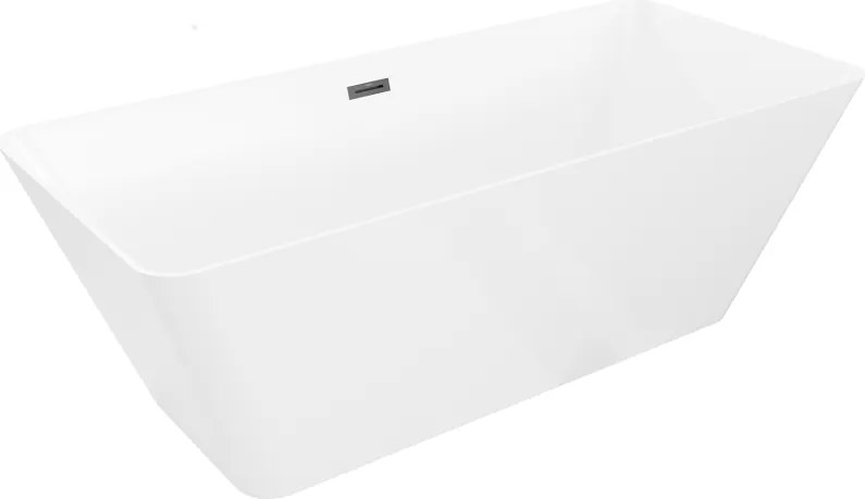 Mexen Velo Slim, voľne stojaca vaňa 170 × 75 cm, biela lesklá, čierny prepad, 52811707500-70