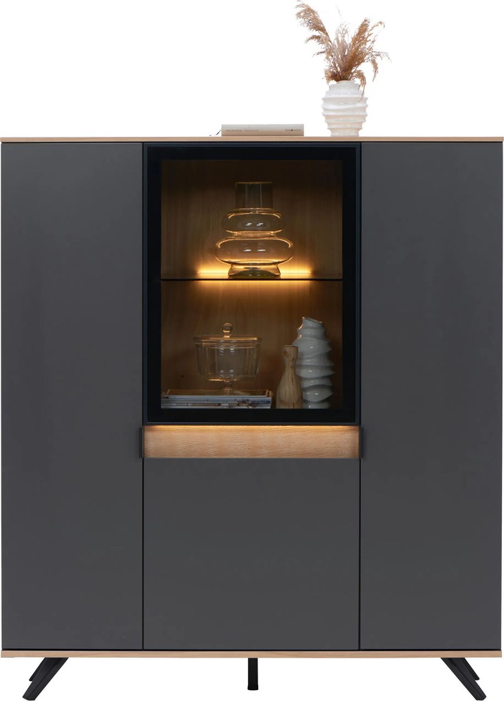 XXXLutz VYSOKÁ KOMODA, sukový dub, antracitová, farba duba, 130,5/134,6/42 cm Dieter Knoll - Komody - 001770000709