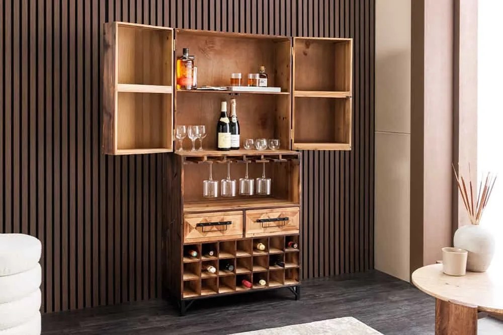 Dizajnová barová skrinka Winebar 160 cm borovica