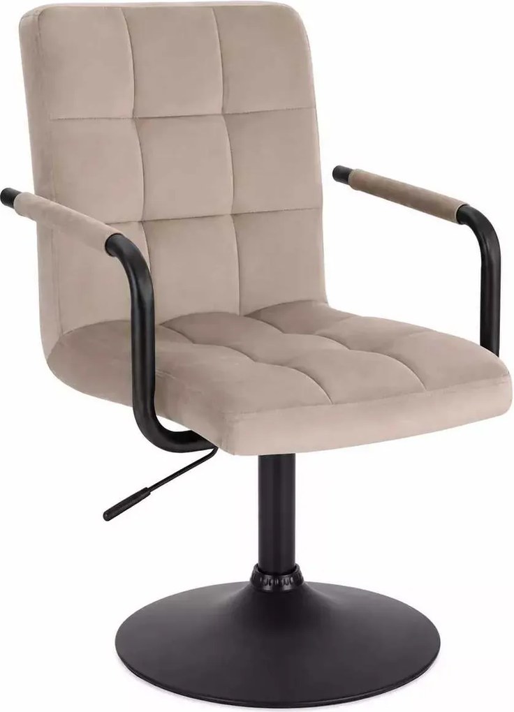 LuxuryForm DESIGN Otočná stolička VERONA BLACK VELUR na čiernom tanieri - latte