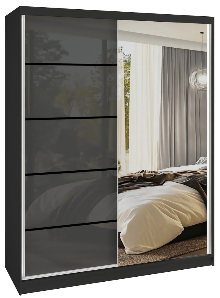 Šatníková skriňa SERENITY 133 cm šedý lesk MGB SERENITY SZP6/0/B/S/0/HIAL