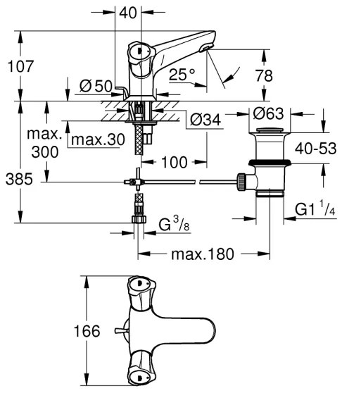 GROHE 21390001 - Umývadlová batéria COSTA L DN 15 lesklý chróm