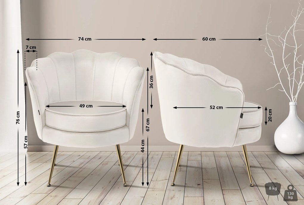 Stolička Rosita zamat - krémová