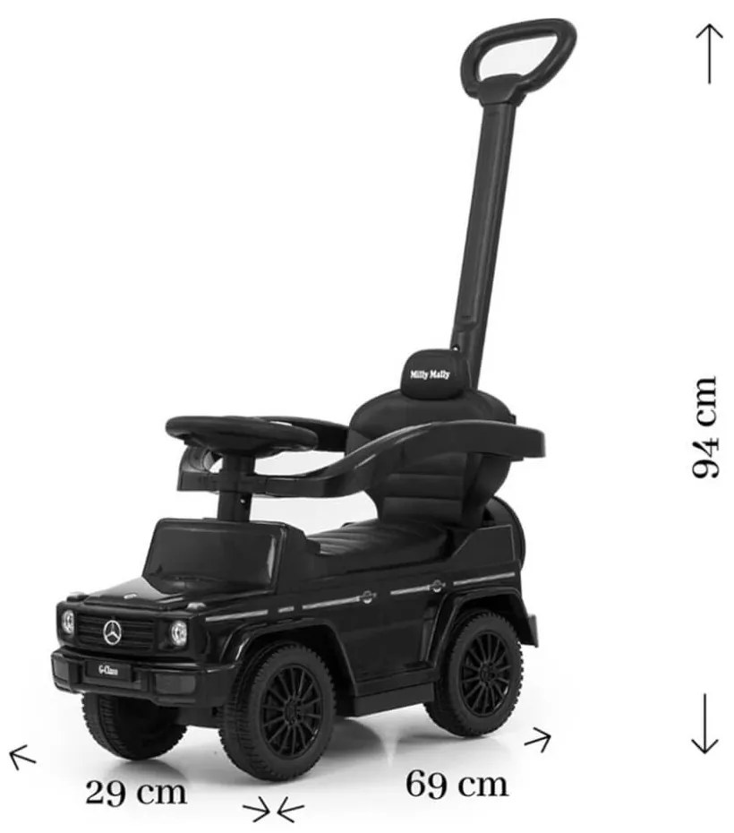 Detské odrážadlo s vodiacou tyčou MERCEDES G350d čierne