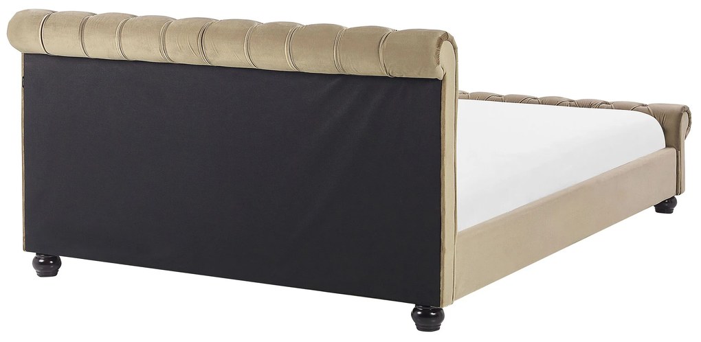 Zamatová vodná posteľ 160 x 200 cm béžová AVALLON Beliani