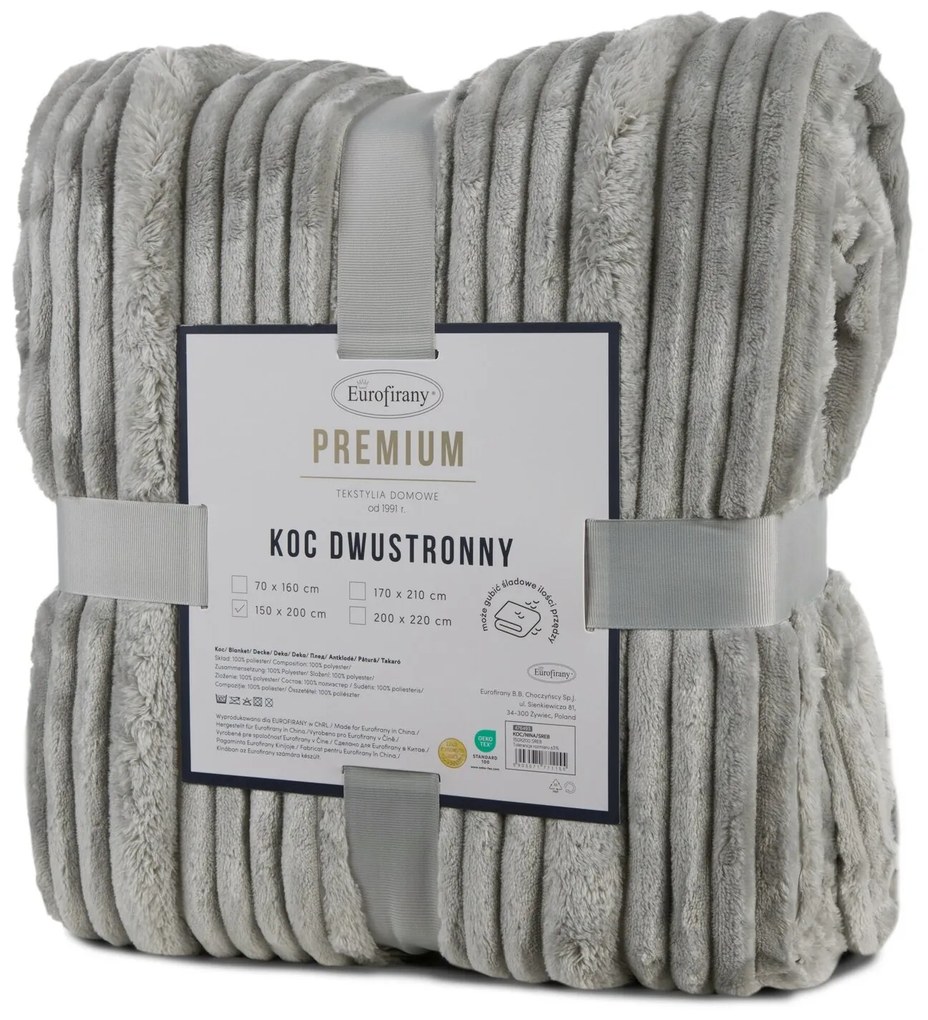 FLANELOVÁ DEKA NINA 200X220 CM SIVÁ