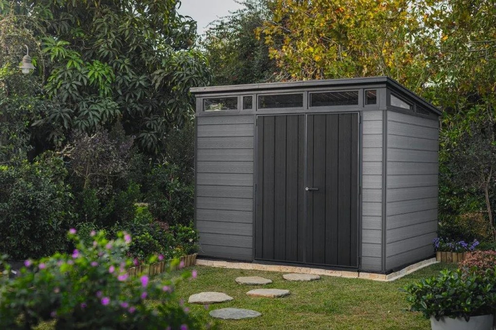 Záhradný domček Keter Cortina 9x7 grafitový, s podlahou