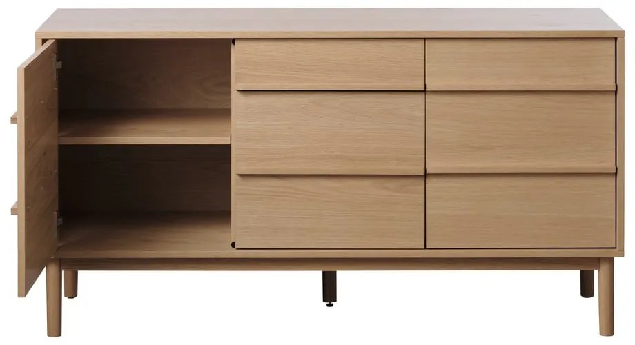 Nízka komoda v dekore duba v prírodnej farbe 75x140 cm Ponza – Unique Furniture