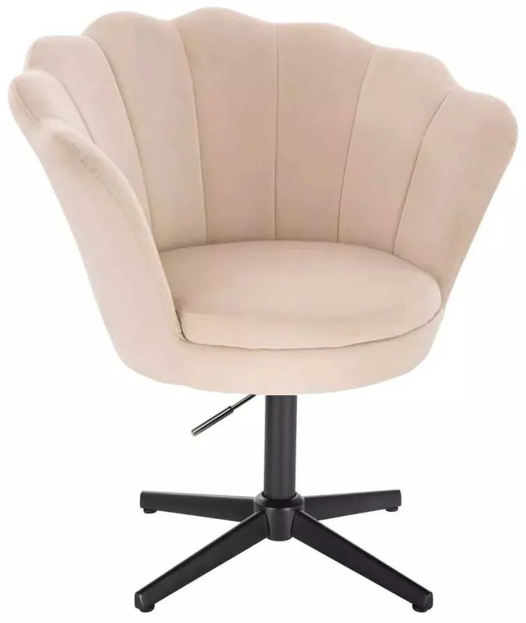 LuxuryForm DESIGN Kreslo FREY VELUR na čiernom kríži - krémové