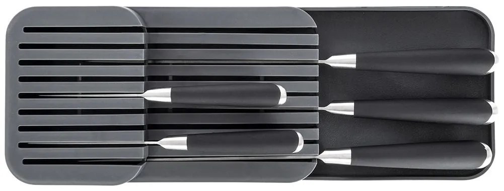 VILDE Organizér na nože, až na 18 nožov, plastový sivý - 39 x 14,5 x 7,5 cm