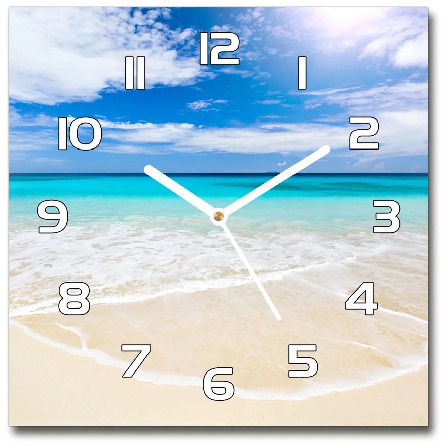 Sklenené hodiny štvorec Tropická pláž pl_zsk_30x30_f_32914566