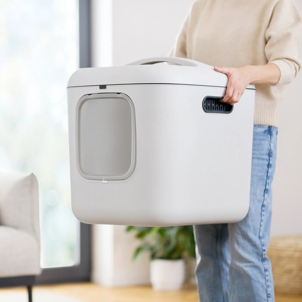 Rotho 2. akosť - Mačacia toaleta, krytý záchod pre mačky CAT XXL - biela