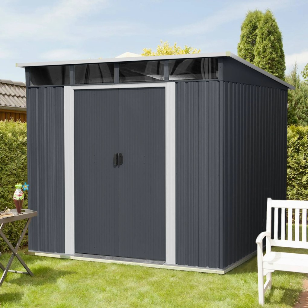 Záhradný domček BestBerg ZD‑808AW / 5,6 m² / 236 × 238 × 203 cm / antracit/biela