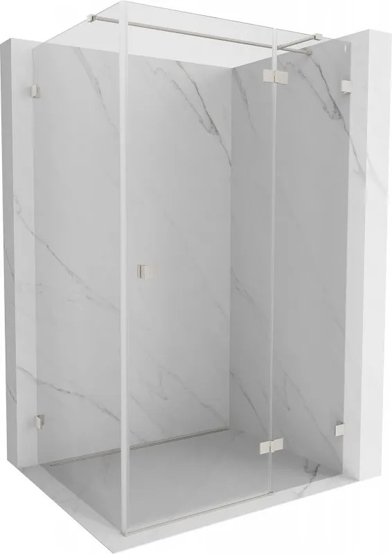 Mexen Lunar T, výklopný sprchový kút pravý 135 x 100 cm, 8mm číre sklo, oceľový profil, 834T-135-100-97-00-P